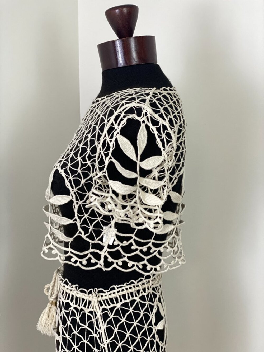 For Love & Lemons St Tropez Crochet Top Maxi Skirt Set Ivory XS - Picture 8 of 16